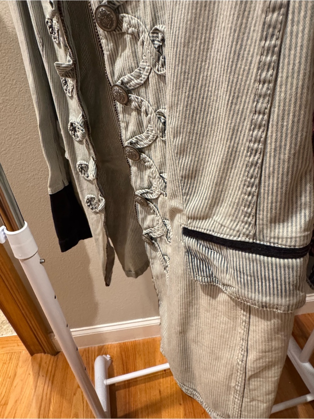 NWT $198 FREE PEOPLE Railroad Stripe Military Jacket! Sz XL - Picture 7 of 11